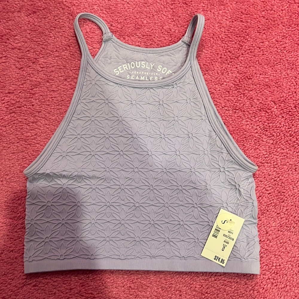 NWT Aeropostale Halter top, Lavender flower embroidery,